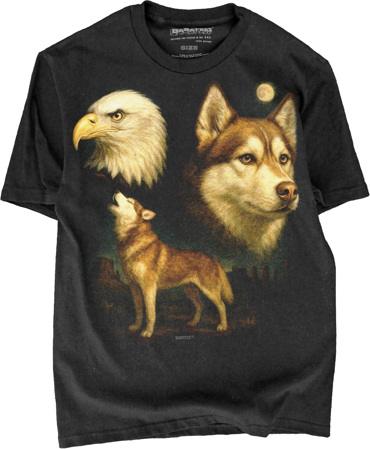 Majestic Dog Artwork Premium Black T-Shirt for Men & Women - Brown Siberian Husky