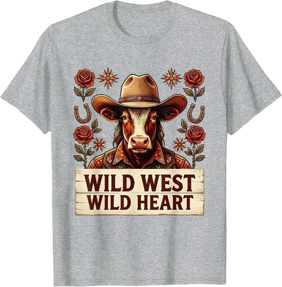 Men's Wild West Wild Heart Western Women Design T-Shirt - Heather Grey