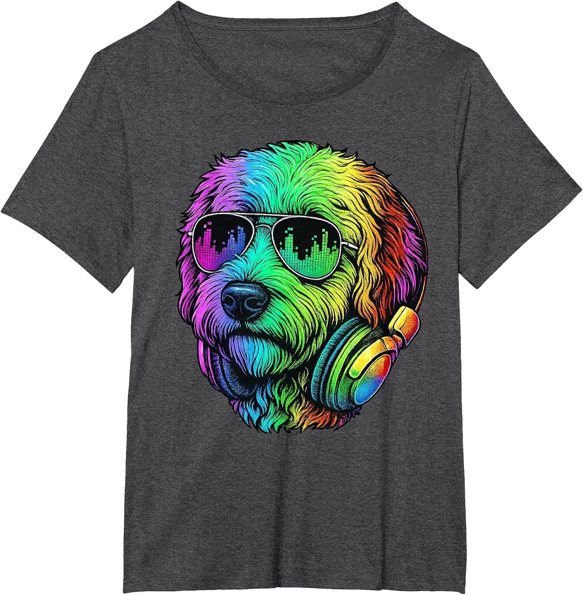 Goldendoodle DJ Headphones Retro Music Dog Lover T-Shirt - Dark Heather Grey