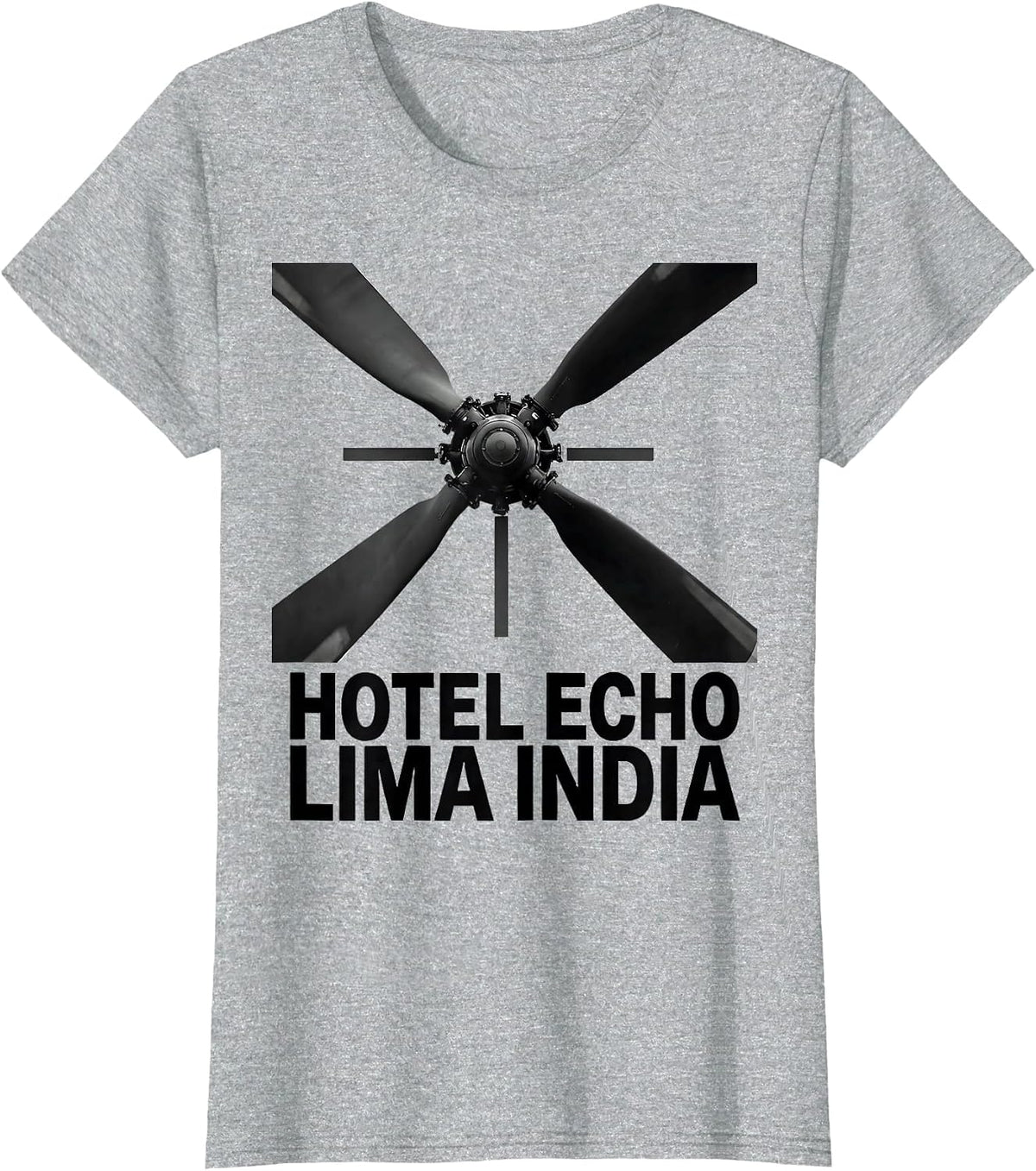 Women's Hotel Echo Lima India Monochromatic Phonetic Alphabet Pilot T-Shirt - Heather Grey
