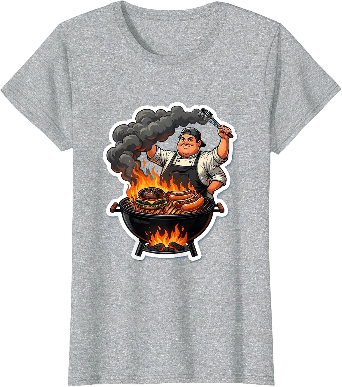 Uncle Backyard Grill Master Burning Food Funny T-Shirt - Heather Grey