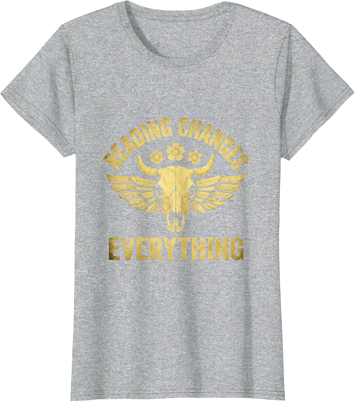 Reading Changes Everything Teacher Design T-Shirt - Heather Grey