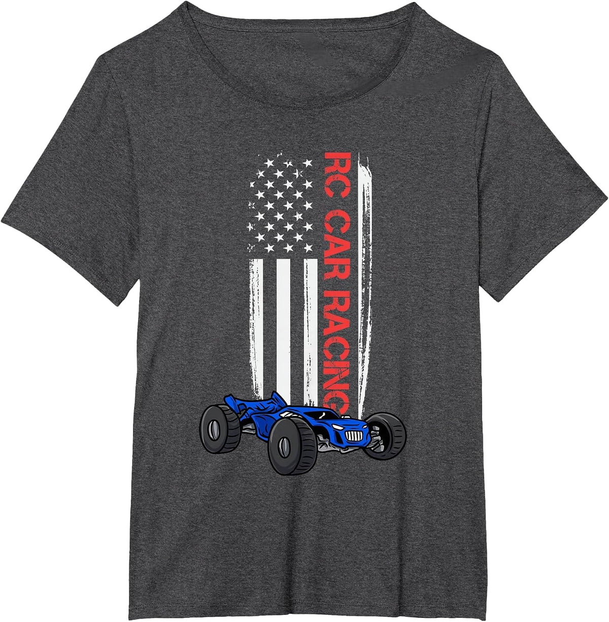 Radio Control American Flag RC Car Racing T-Shirt - Dark Heather Grey