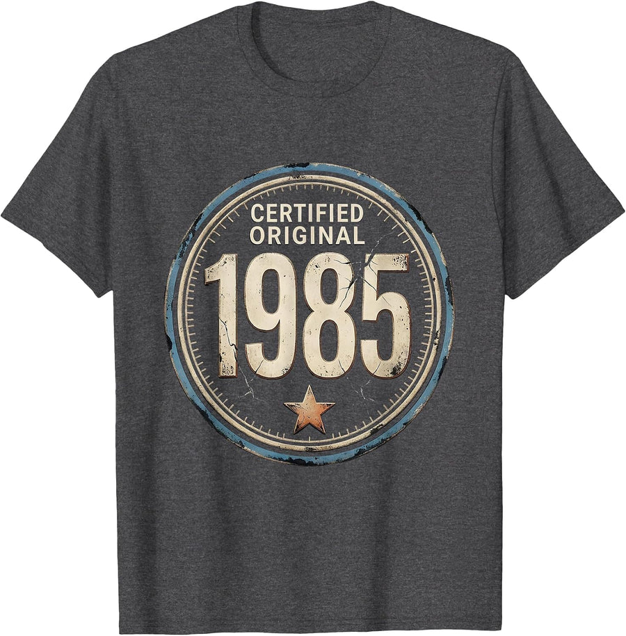 Men's Certified Original 1985 Vintage Stamp 41st Birthday Gift Men T-Shirt - Dark Heather Grey