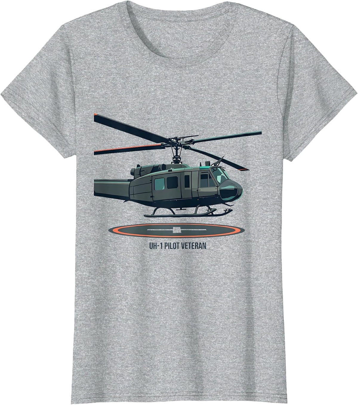 UH-1 Pilot Veteran Flat Vector Military Aviation Veteran T-Shirt - Heather Grey