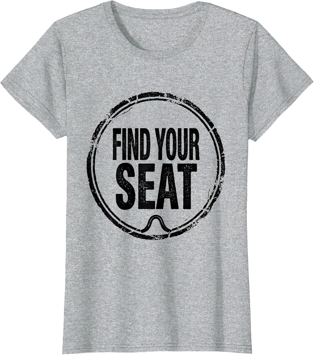 Women's Find Your Seat Rubber Stamp Horse Lover Humor Equestrian T-Shirt - Heather Grey