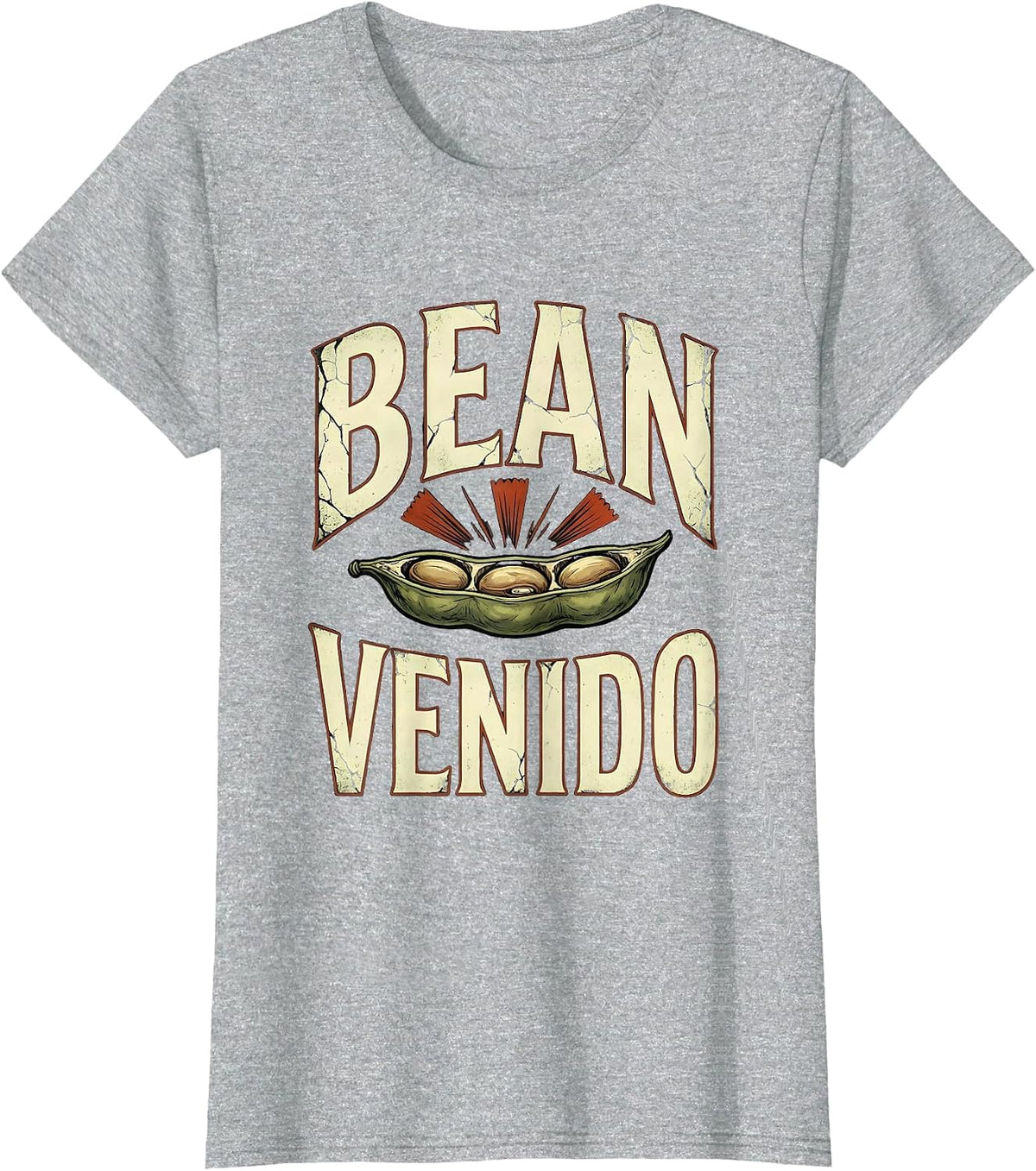 Bean Venido Distressed Cinco De Mayo Spanish Pun Party Humor T-Shirt - Heather Grey