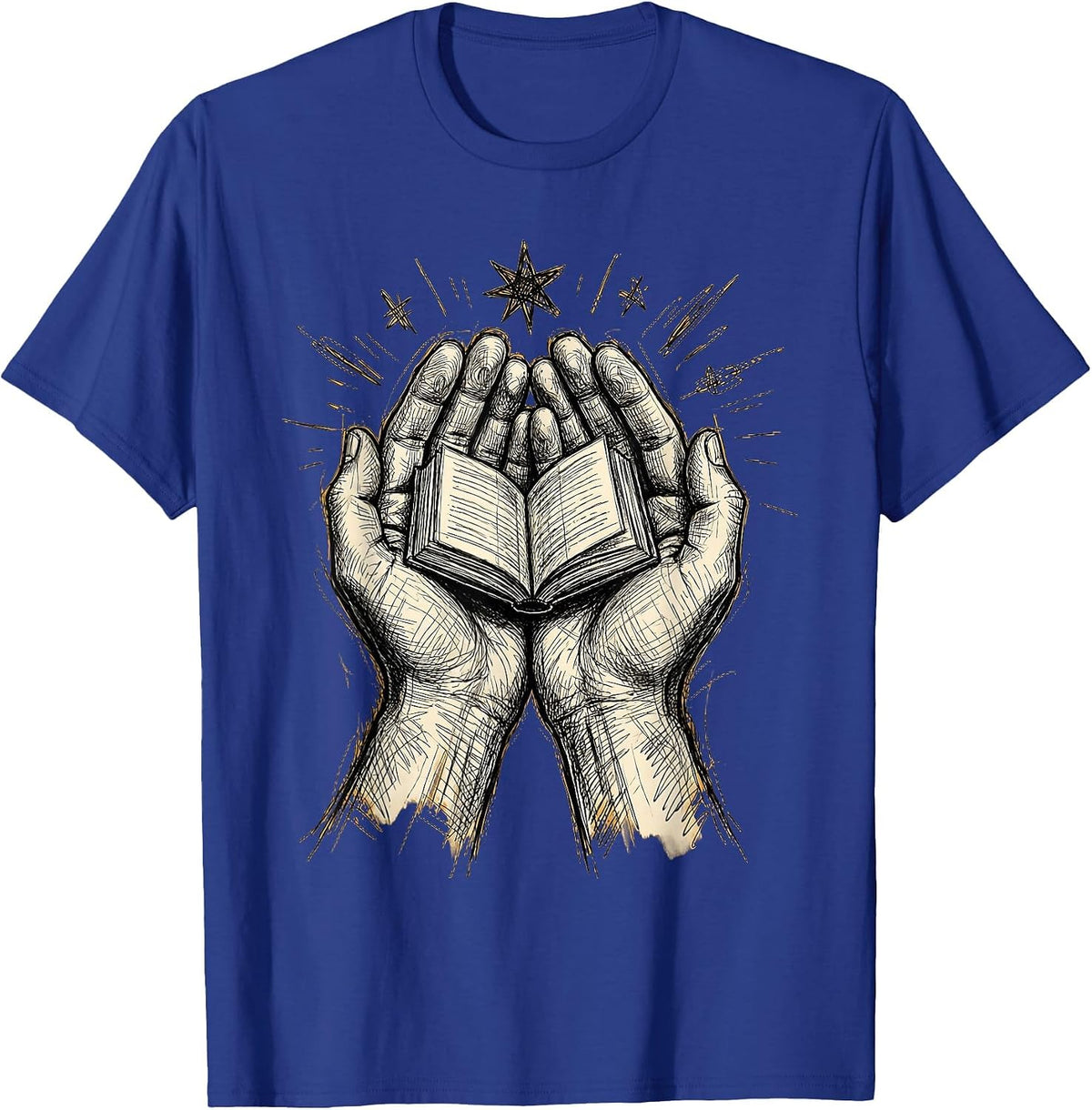 Reading Teacher Glowing Book Illustration Gift T-Shirt - Royal Blue