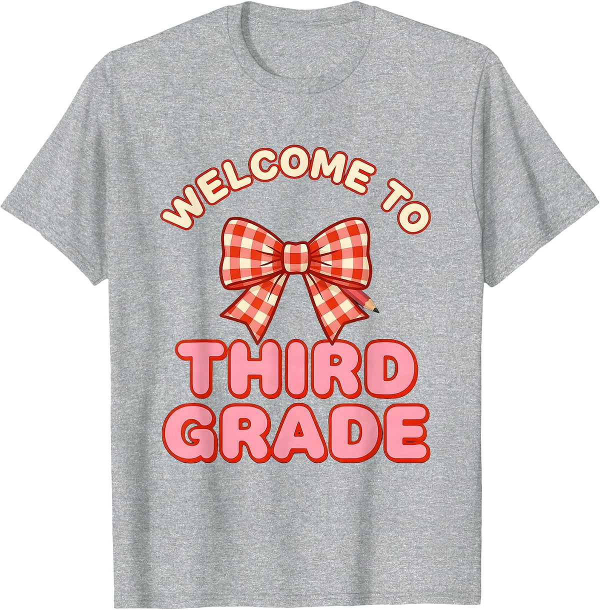 Men's Welcome To Third Grade Cute Coquette Bow Back to School T-Shirt - Heather Grey