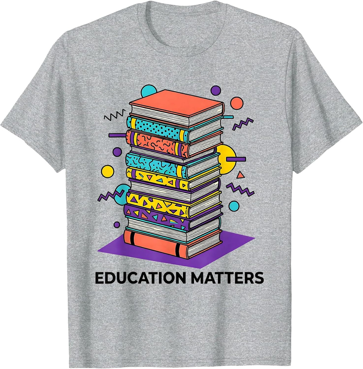 Men's Education Matters Labor Day Bookshelf Design T-Shirt - Heather Grey