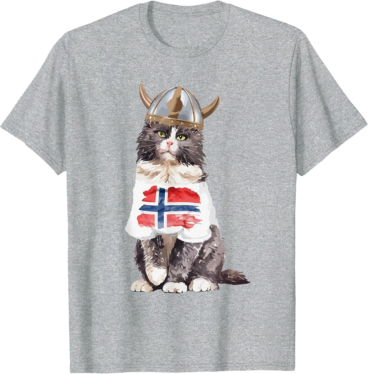 Norwegian Forest Cat Norway Flag T-Shirt - Heather Grey