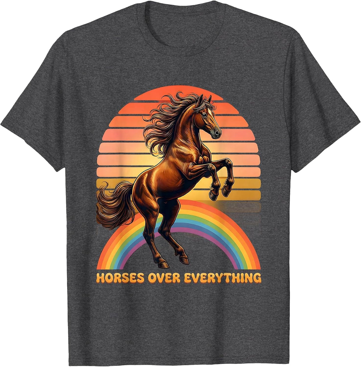 Men's Horses Over Everything Cowgirl Design T-Shirt - Dark Heather Grey