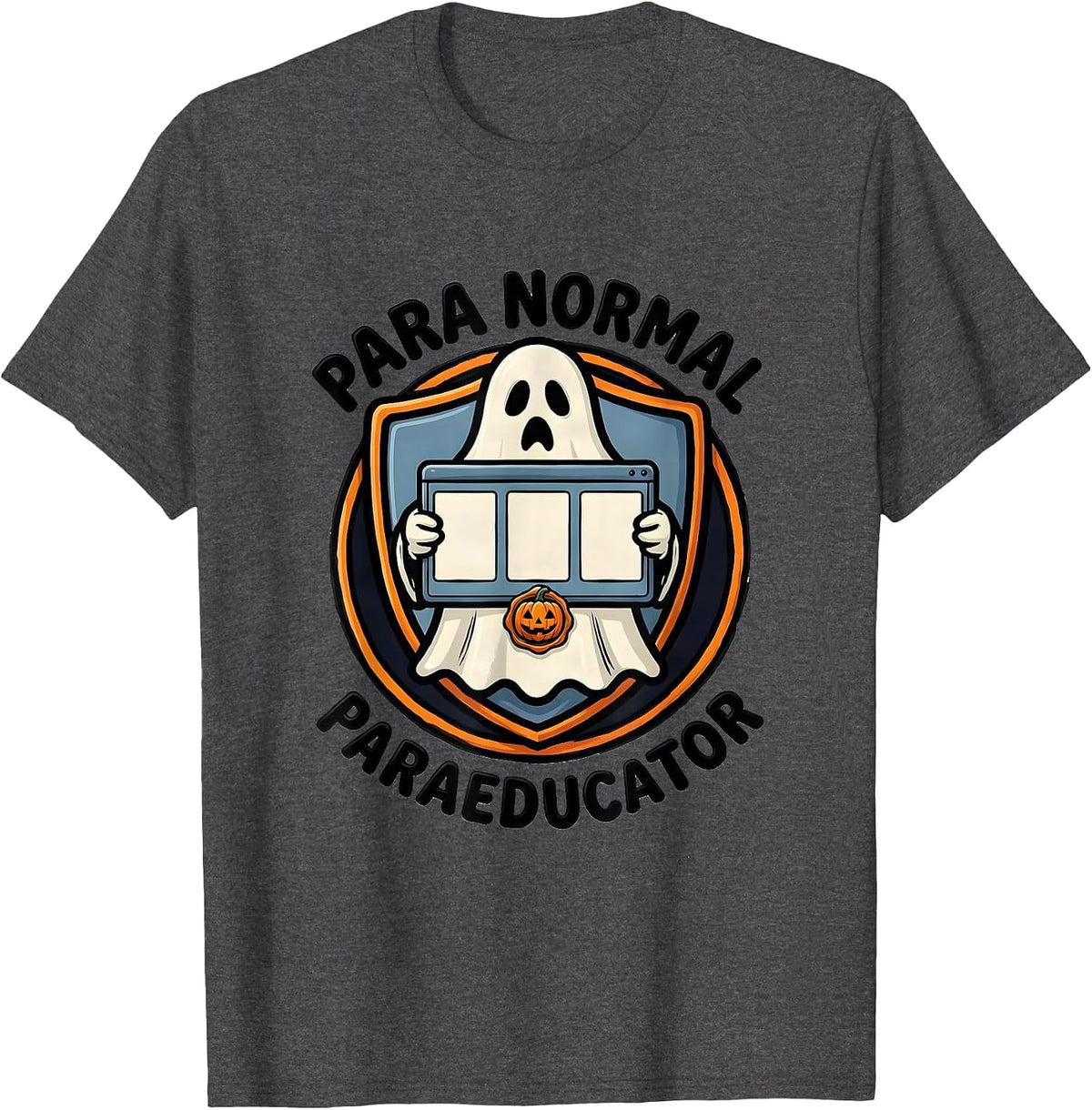 Para Normal Paraeducator Ghost Halloween Para Teacher Aide T-Shirt - Dark Heather Grey