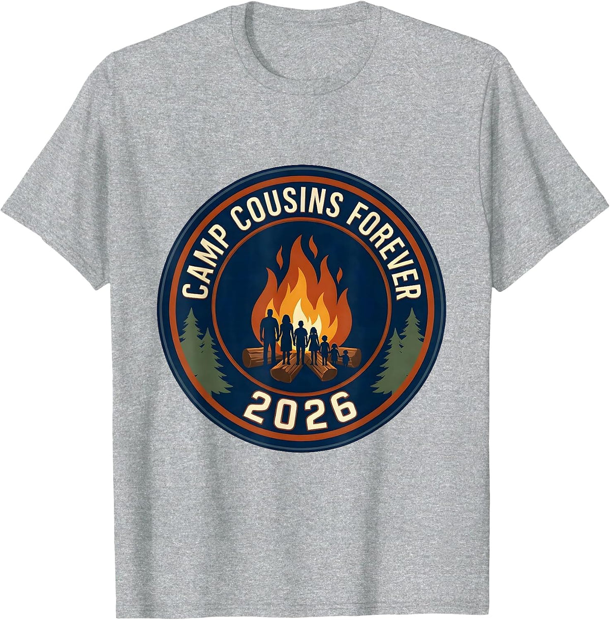 Men's Camp Cousins Forever Family Matching Camping Crew 2026 T-Shirt - Heather Grey