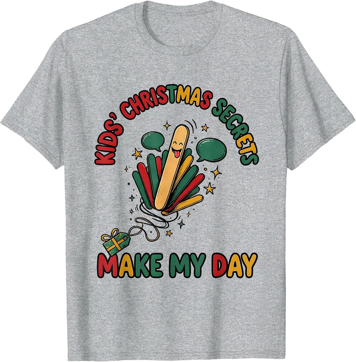 Men's Kids' Christmas Secrets Make My Day Funny Speech Therapist T-Shirt - Heather Grey