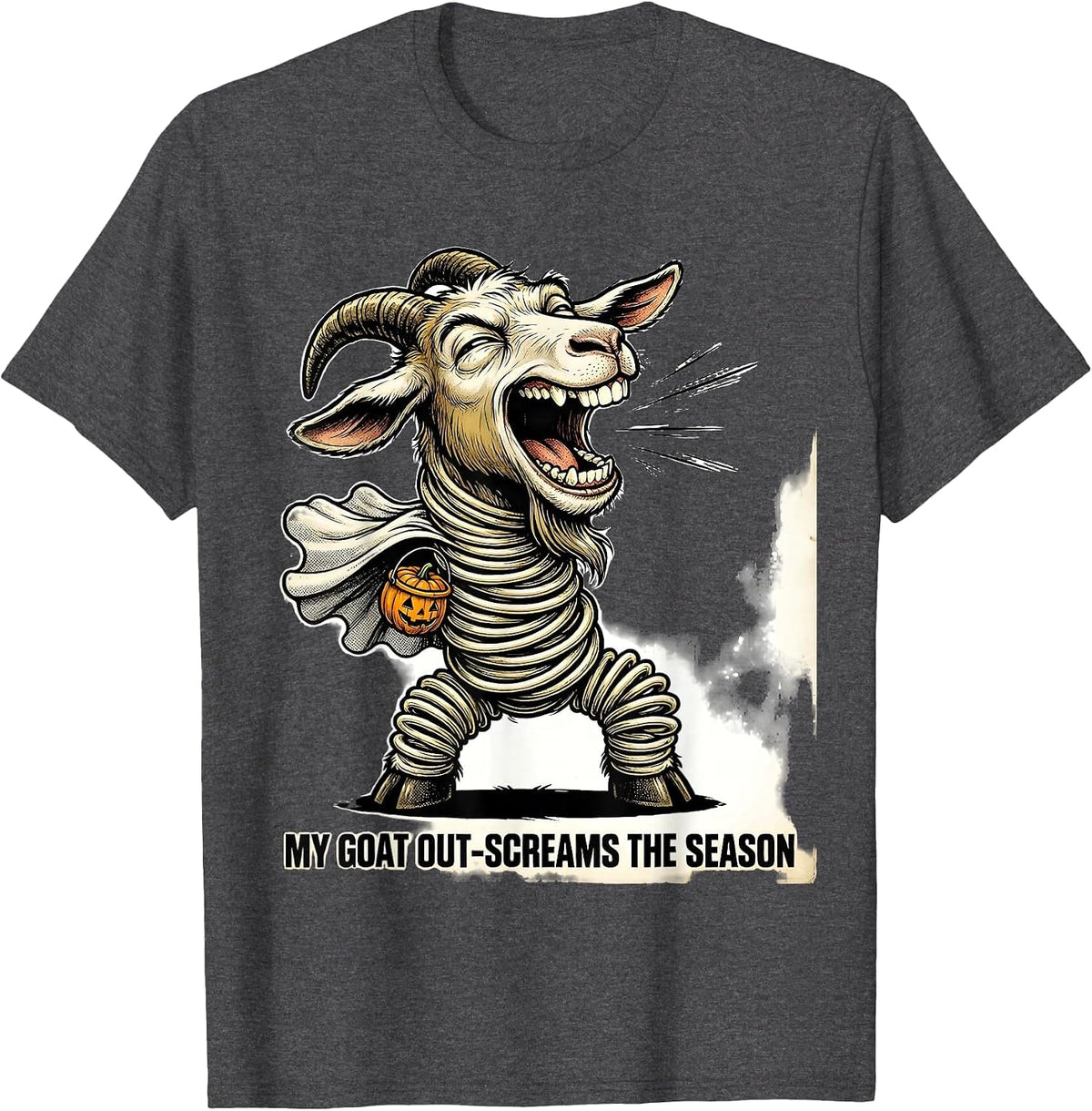 My Goat Out-Screams The Season Funny Goat Lover Halloween T-Shirt - Dark Heather Grey