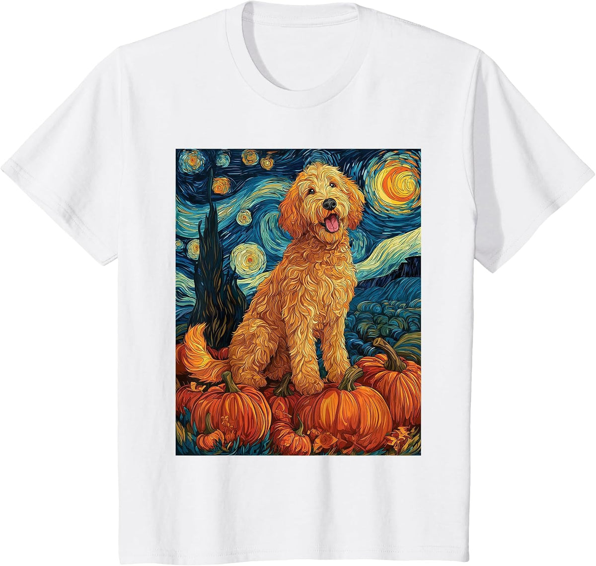 Cute Goldendoodle Fall Autumn Doodle Dog T-Shirt - White