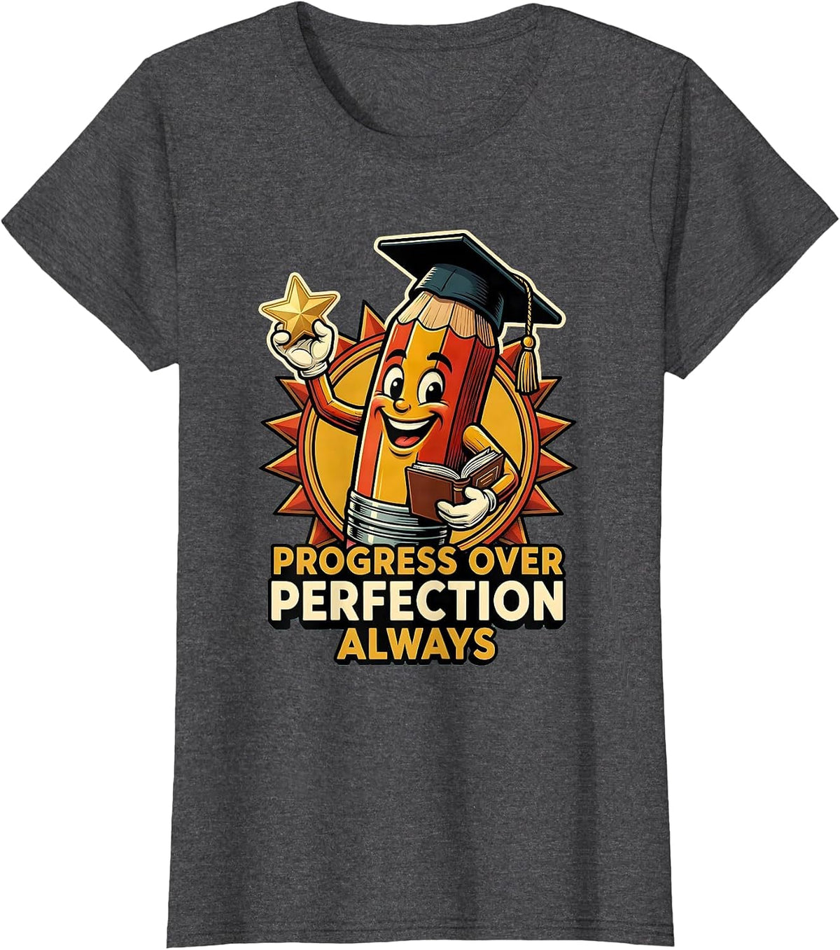 Women's Progress Over Perfection Special Education Teacher T-Shirt - Dark Heather Grey