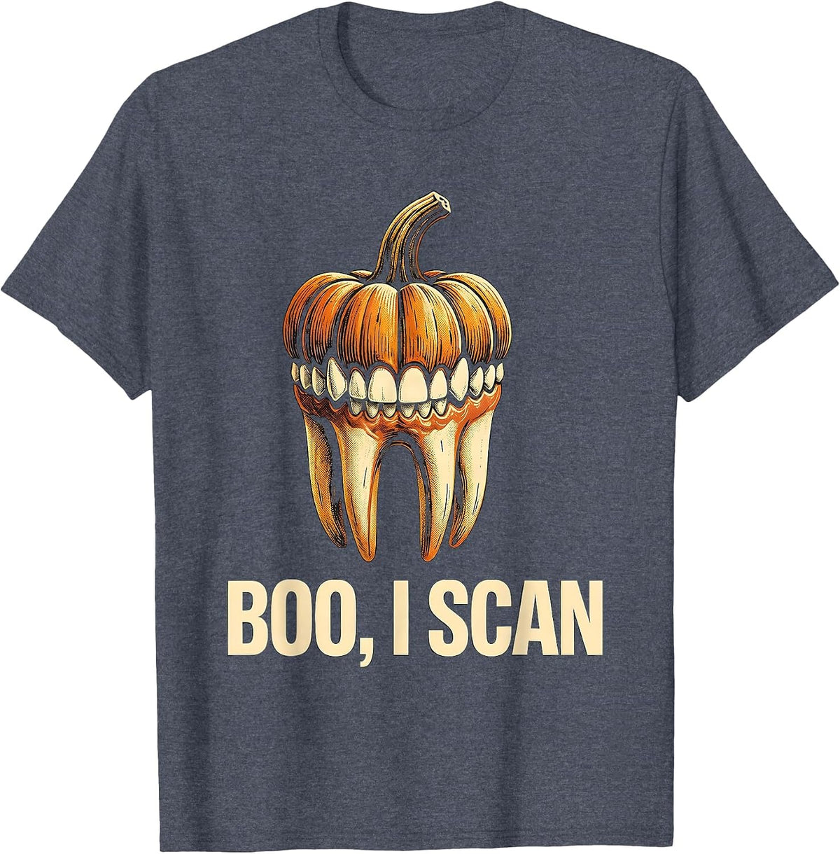 Boo, I Scan Funny Dental Hygienist Halloween Fall Humor T-Shirt - Heather Blue