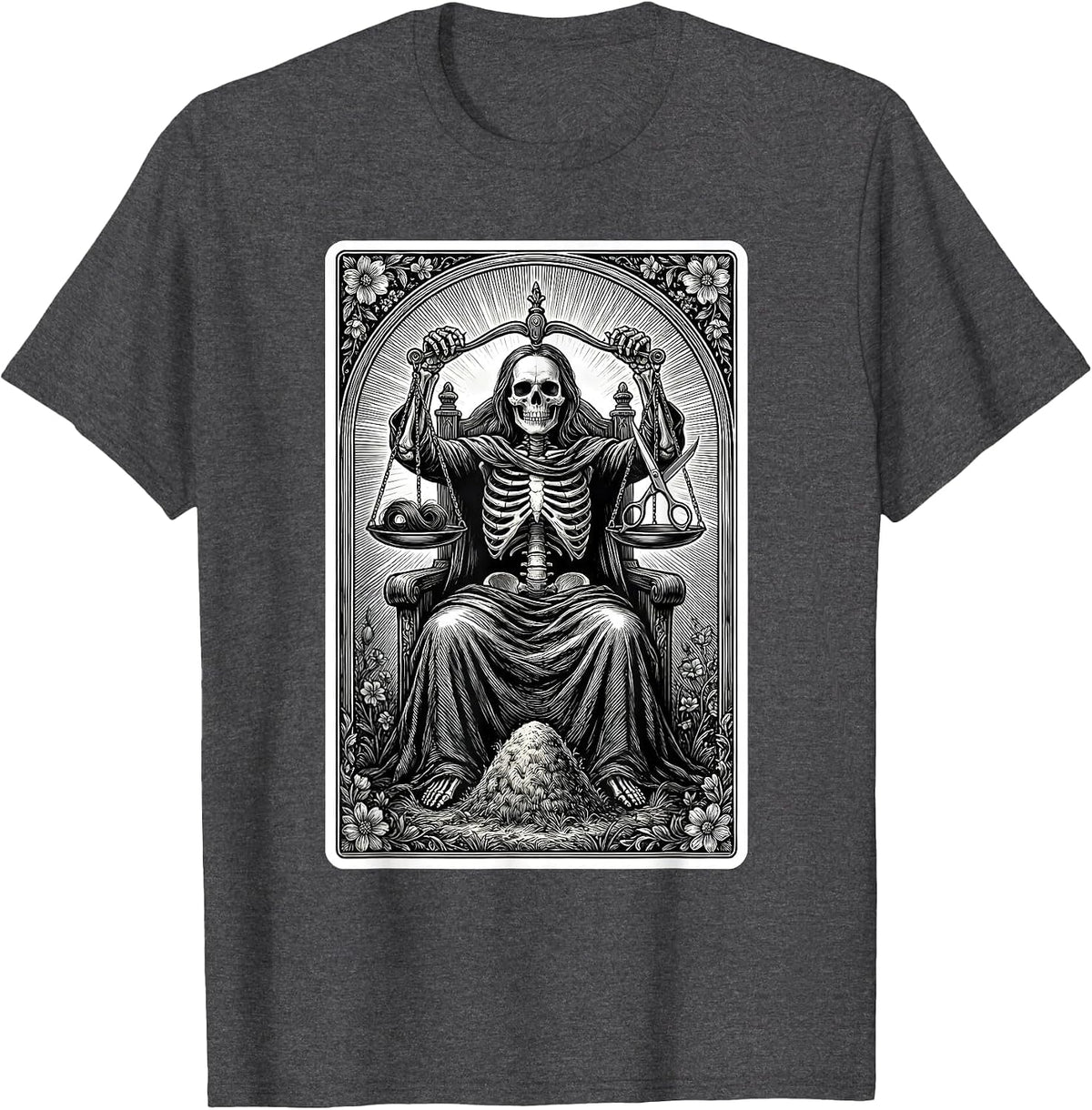 Men's Skeleton Hairstylist Barber Halloween Humor T-Shirt - Dark Heather Grey
