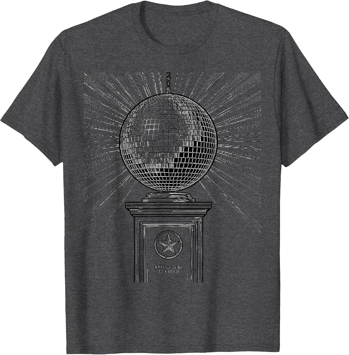 Bureau Chief of Boogie Retro 70s Disco Party Humor T-Shirt - Dark Heather Grey