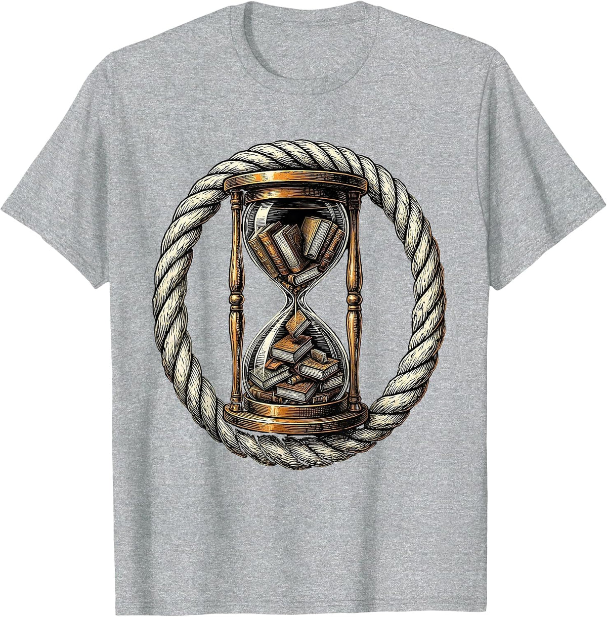 Men's Hourglass Books Time Flies Reading Lover Gift T-Shirt - Heather Grey