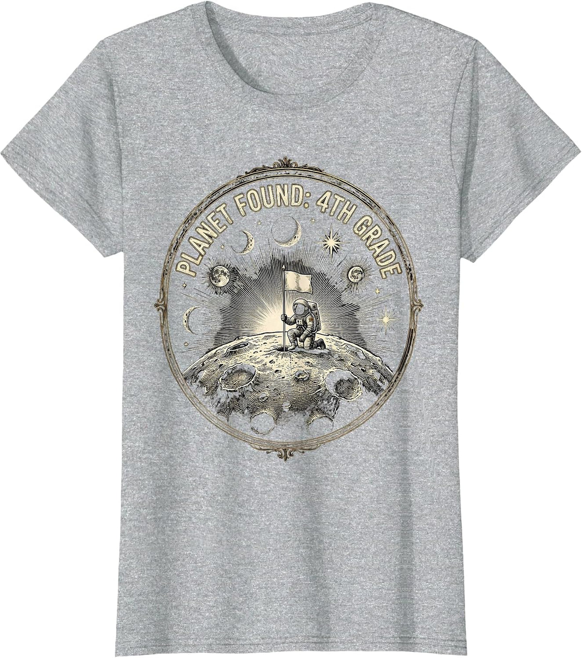 Planet Found: 4th Grade Cute Astronaut Back To School T-Shirt - Heather Grey