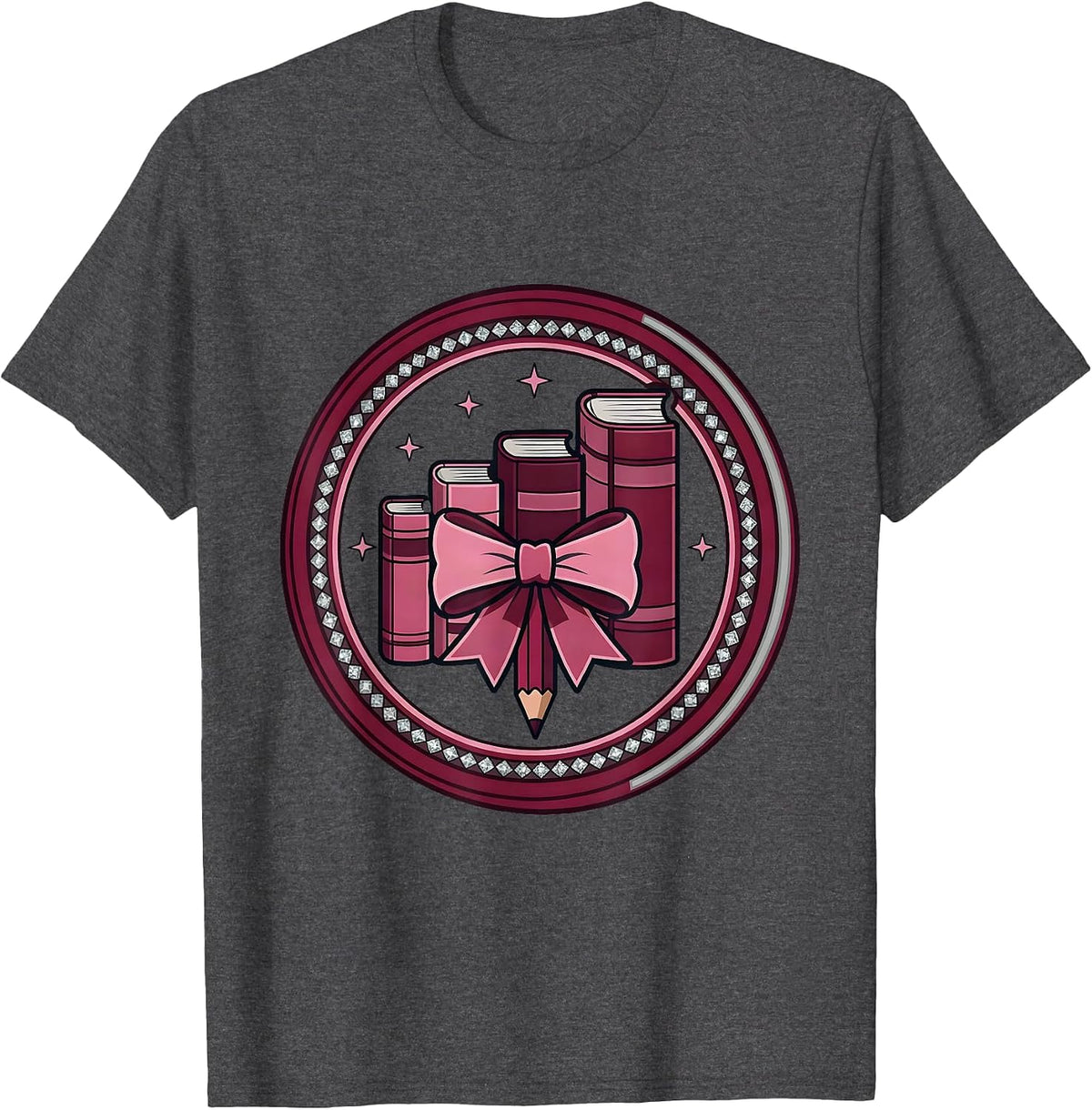 Sealed Badge Coquette Bow Back to School Grade Identity T-Shirt - Dark Heather Grey