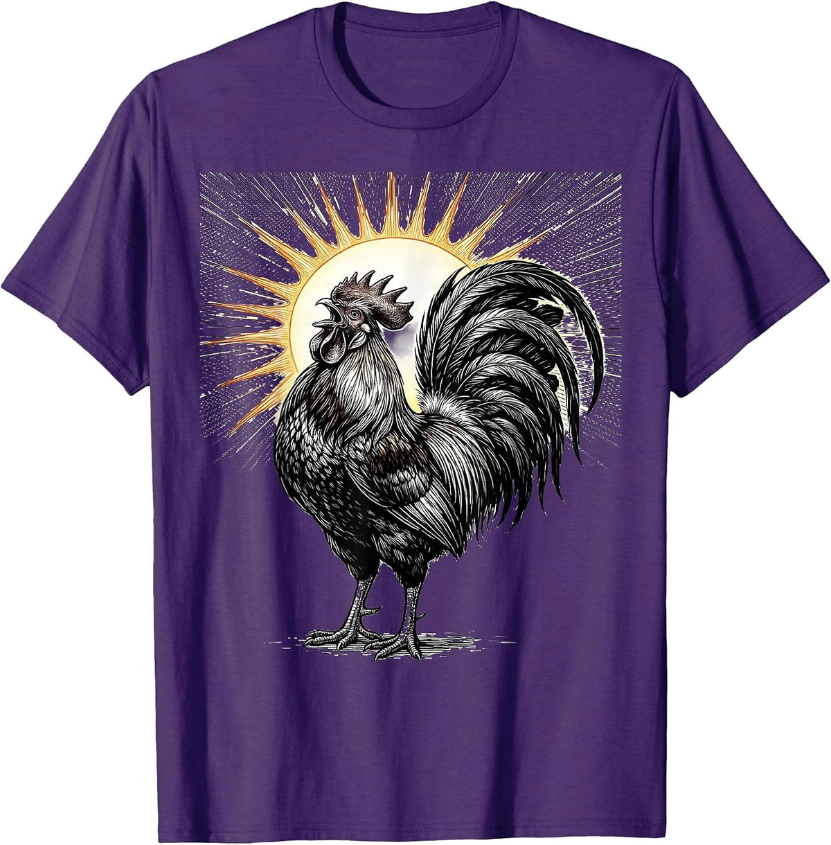 Rooster at Dawn Jesus Faith Graphic T-Shirt - Purple