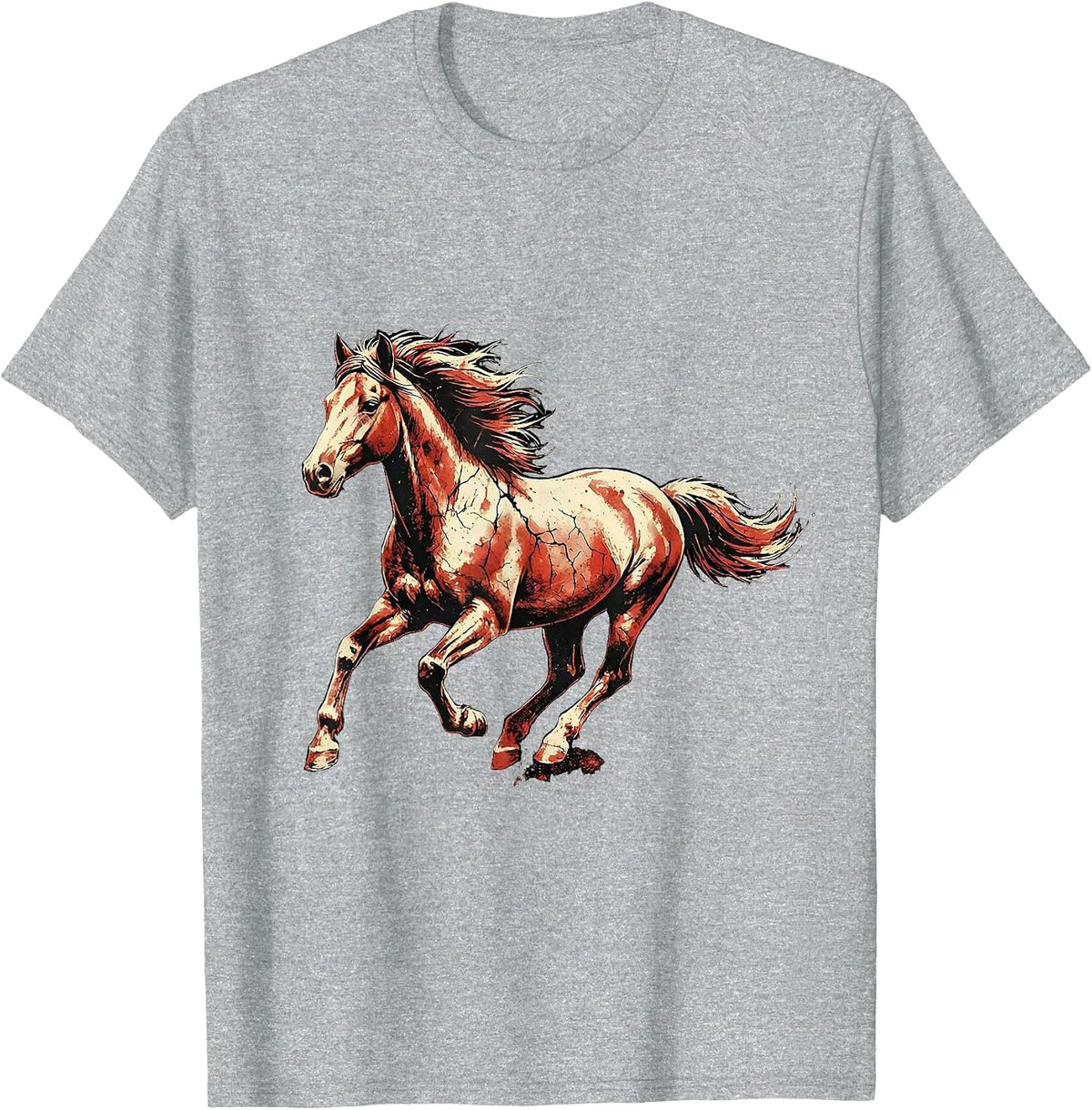 Men's Horse Galloping Through Open Meadow Graphic T-Shirt - Heather Grey
