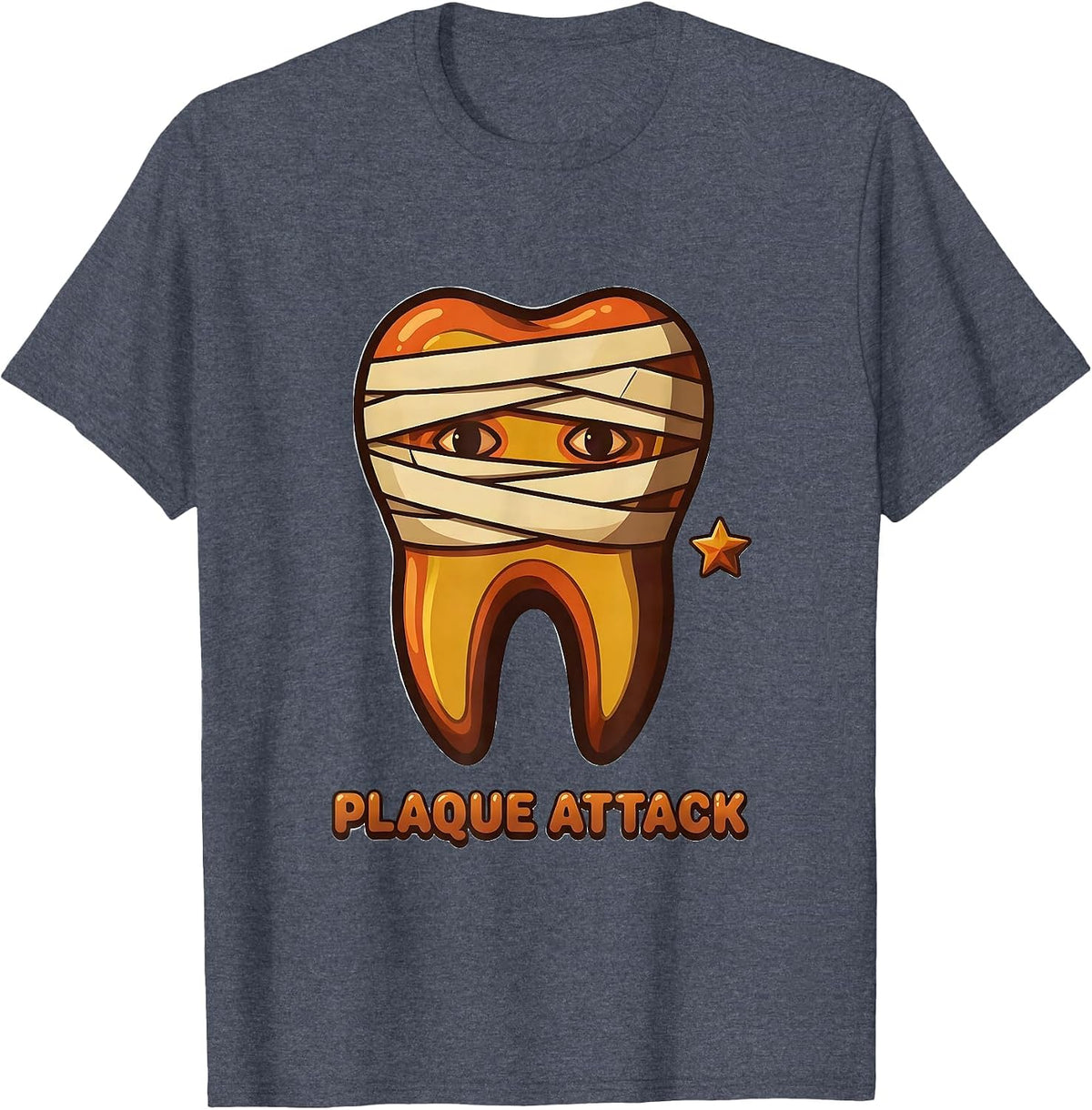 Plaque Attack Retro 70s Dental Squad Halloween Costume Humor T-Shirt - Heather Blue