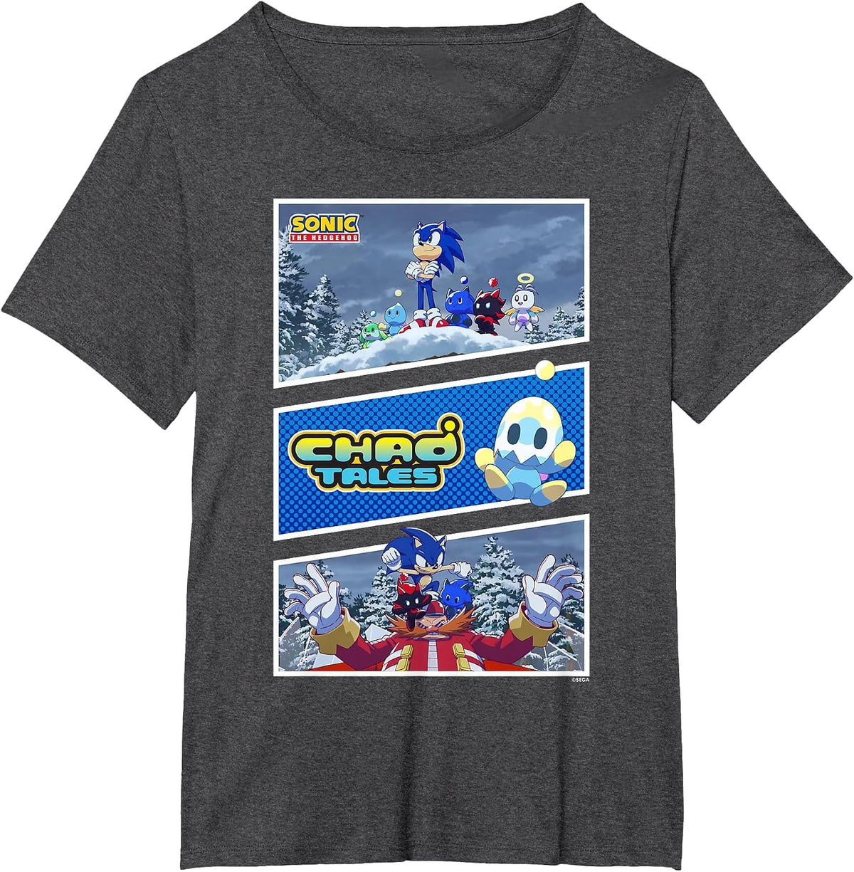 Sonic the Hedgehog - Chao Tales Sonic vs. Dr. Eggman T-Shirt - Dark Heather Grey