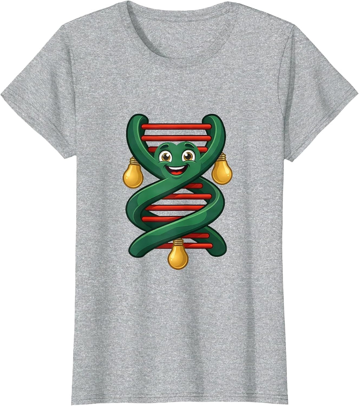 Women's DNA Garland Creature Science Teacher Christmas Humor T-Shirt - Heather Grey