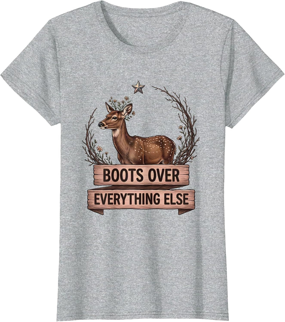 Women's Boots Over Everything Western Girls Design T-Shirt - Heather Grey