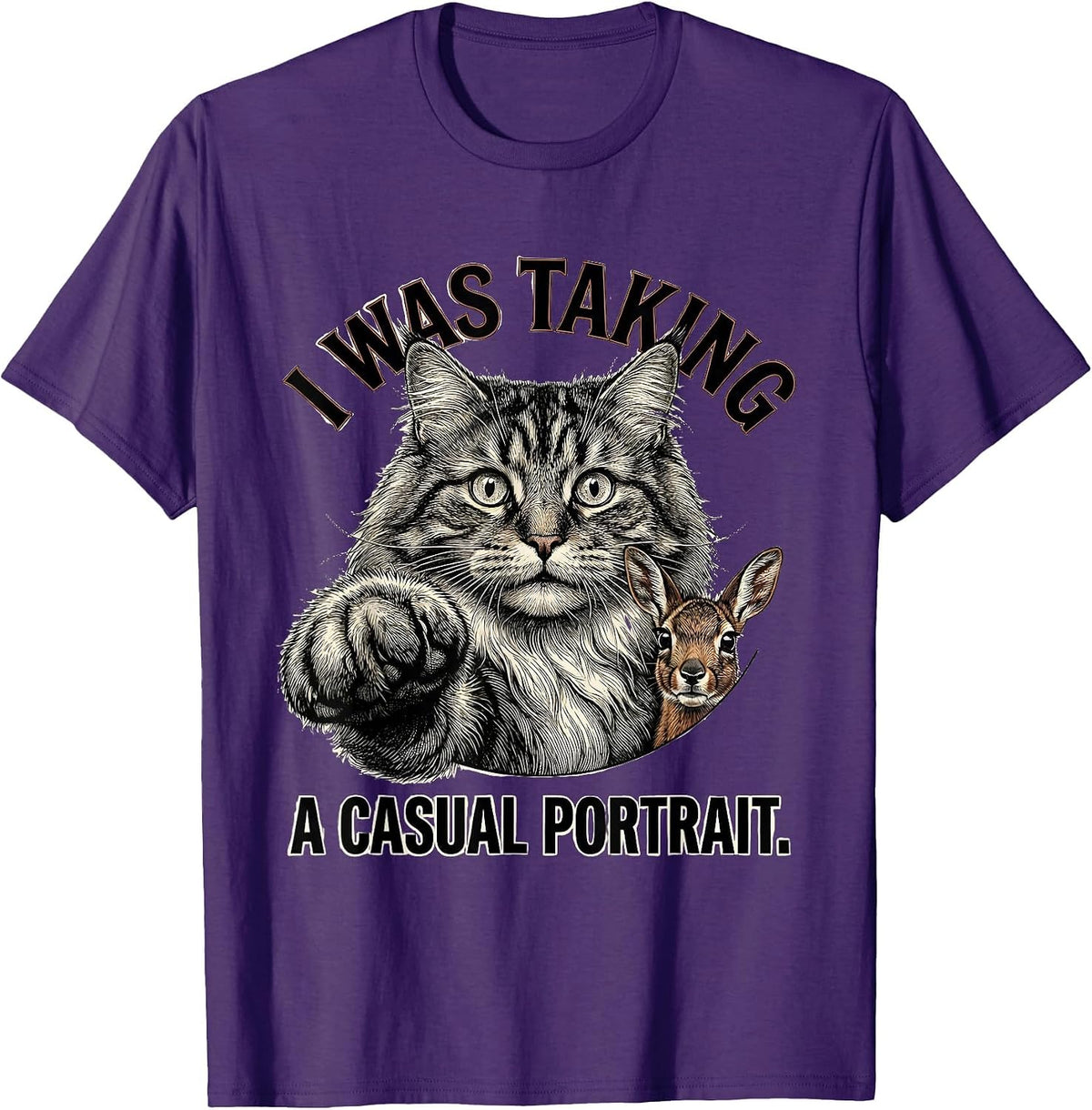 Men's I Was Taking A Casual Portrait Funny Norwegian Forest Cat T-Shirt - Purple