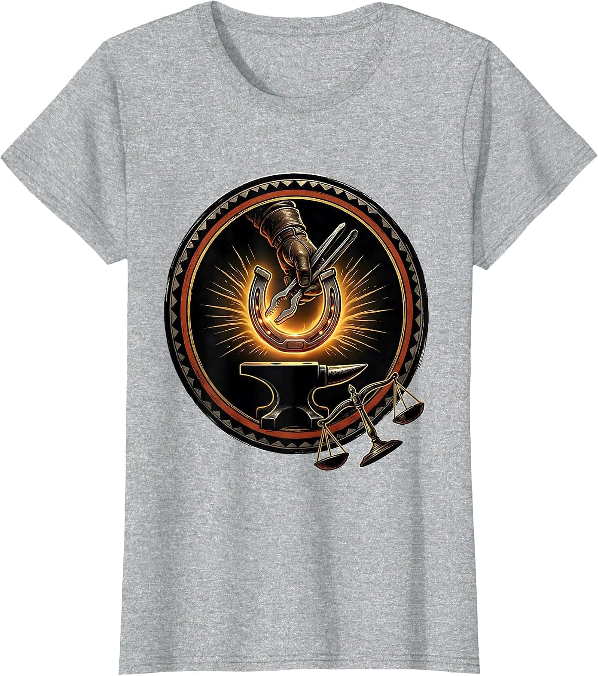 Women's Sealed Forge Badge Blacksmith Humor Metalworking Hobbyist T-Shirt - Heather Grey