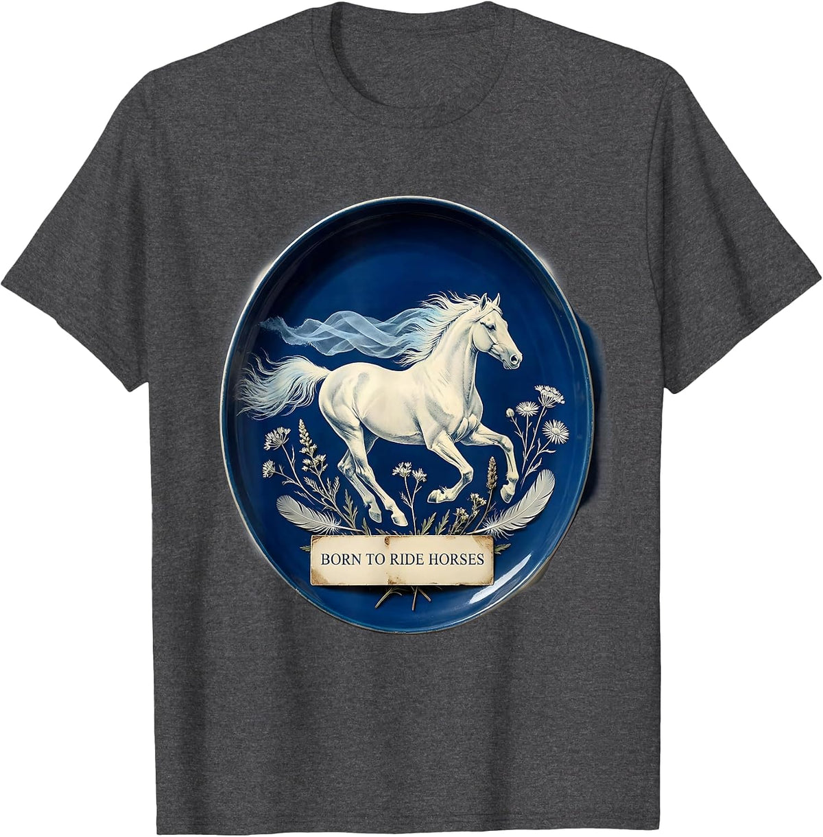 Born to Ride Horses Equestrian Design T-Shirt - Dark Heather Grey