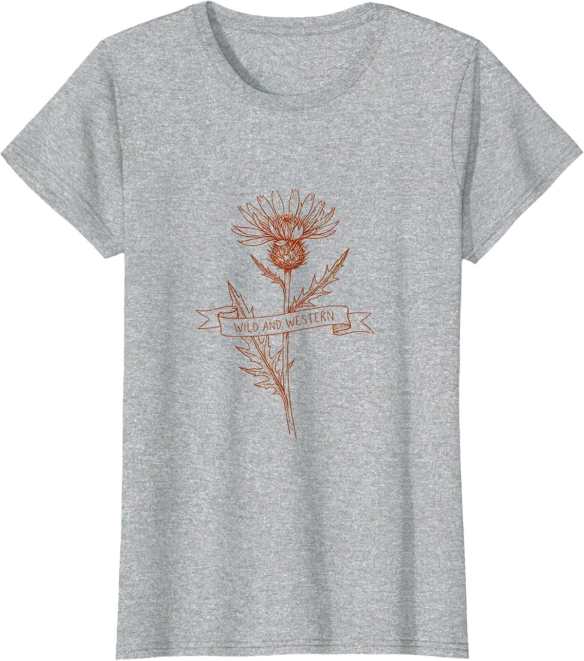 Wild and Western Cowgirl Graphic Design T-Shirt - Heather Grey