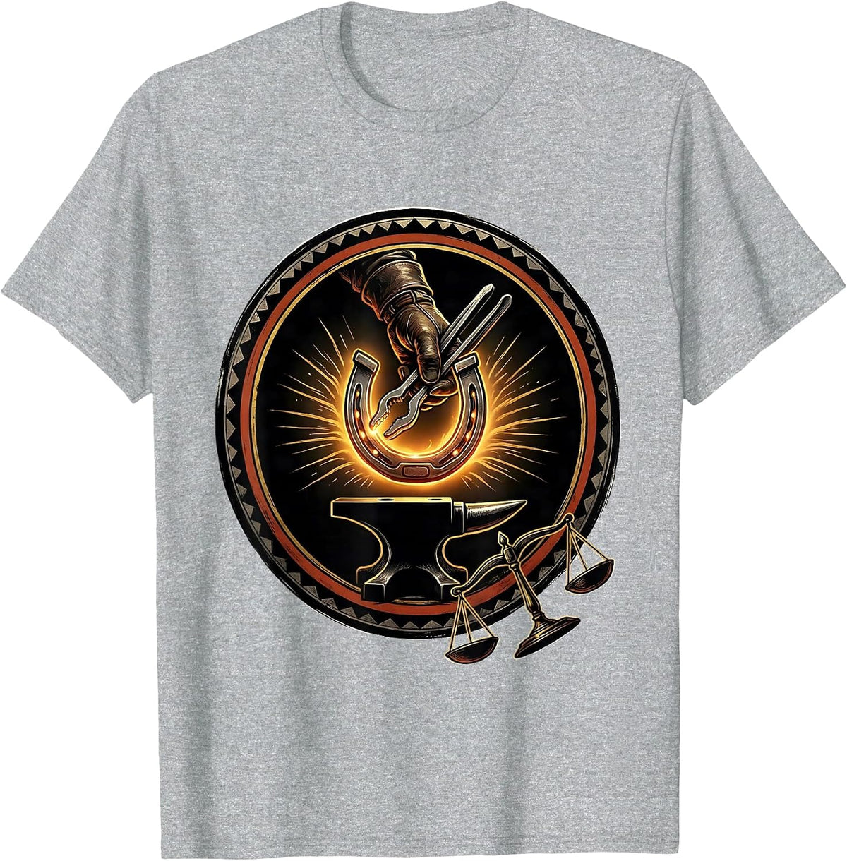 Men's Sealed Forge Badge Blacksmith Humor Metalworking Hobbyist T-Shirt - Heather Grey