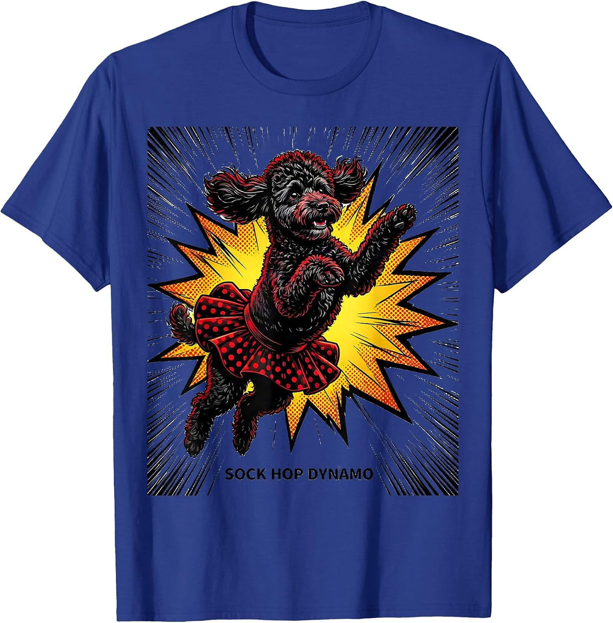 Men's Sock Hop Dynamo Comic Book Poodle 50s Costume Party T-Shirt - Royal Blue