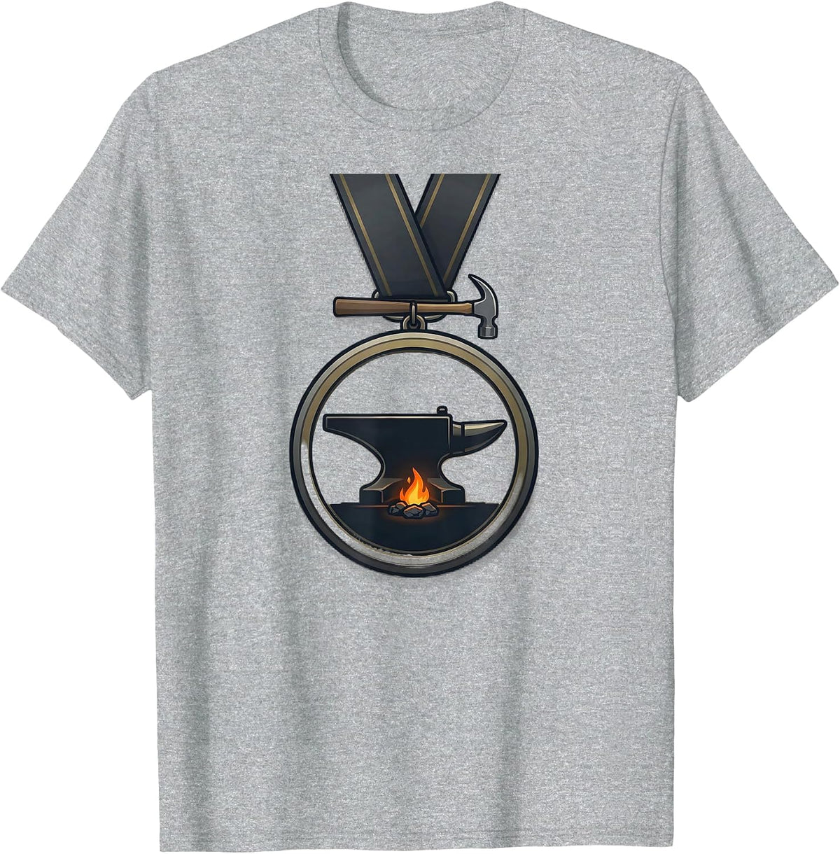 Men's Sealed Anvil Medallion Blacksmith Forge Gift T-Shirt - Heather Grey