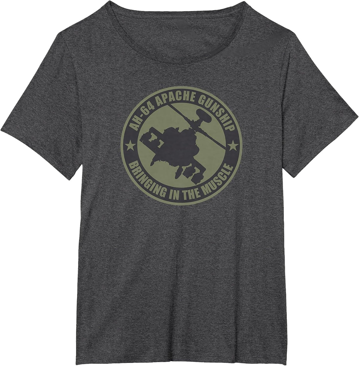 AH-64 Apache T-Shirt - Brings the Muscles in T-Shirt - Dark Heather Grey