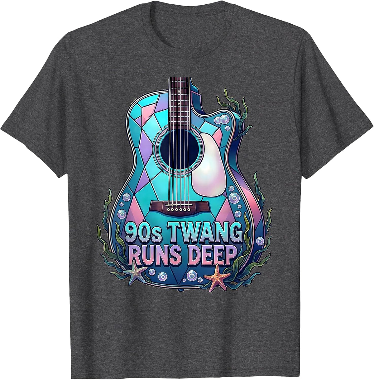 90s Twang Runs Deep Country Music Design T-Shirt - Dark Heather Grey