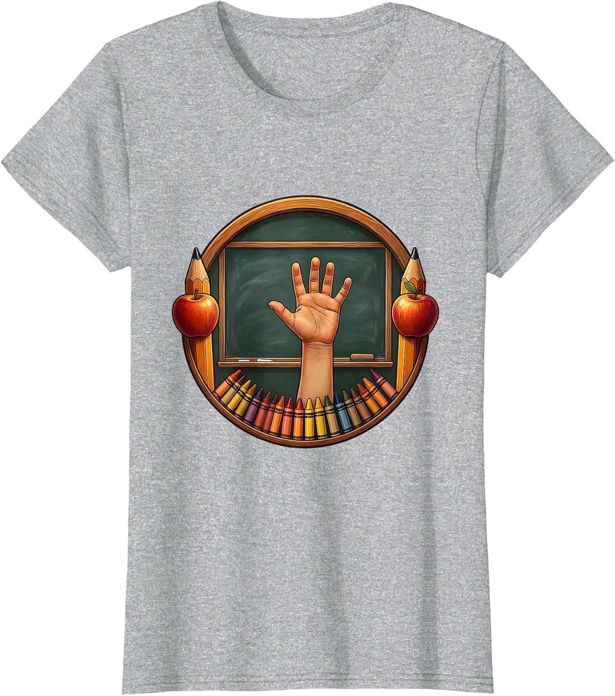 First Grade Teacher Classroom Hand Raise Graphic T-Shirt - Heather Grey