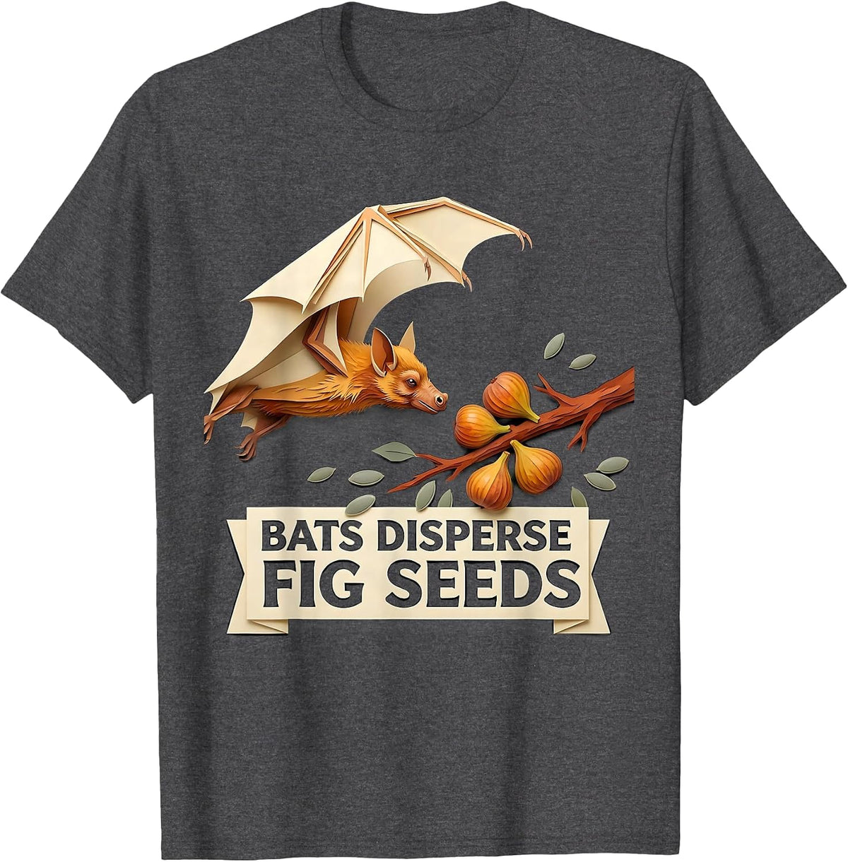 Bats Disperse Fig Seeds Nature Conservation Bat Lover T-Shirt - Dark Heather Grey