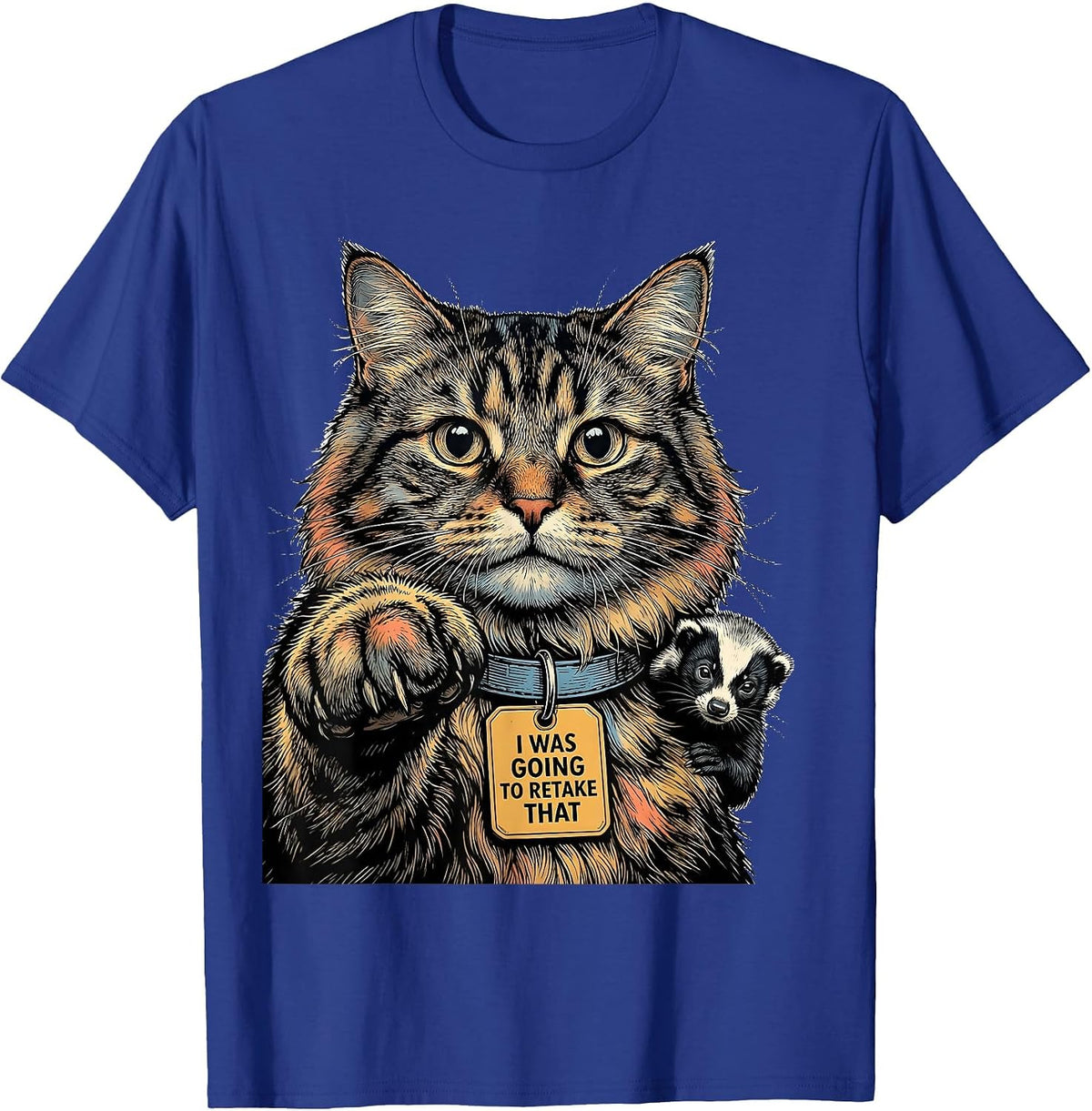 Men's I Was Going To Retake That Funny Cat Selfie Alien Cryptid T-Shirt - Royal Blue