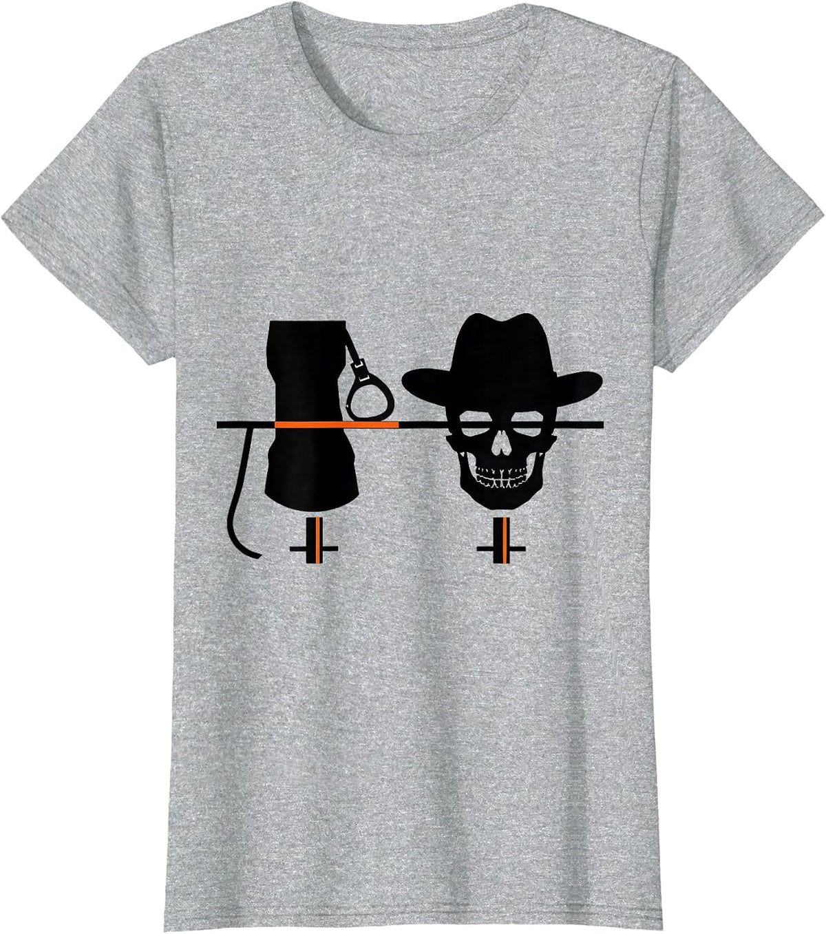 Horse Skeleton Cowboy Gothic Halloween Costume Equestrian T-Shirt - Heather Grey