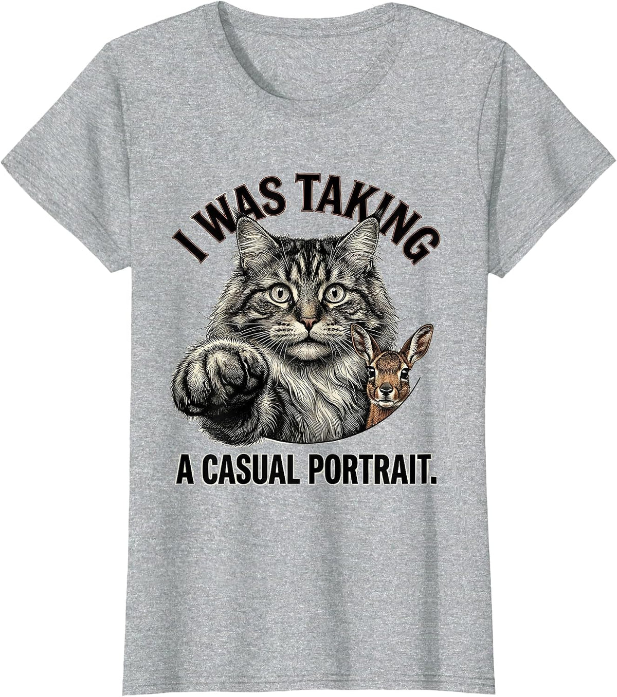 Women's I Was Taking A Casual Portrait Funny Norwegian Forest Cat T-Shirt - Heather Grey