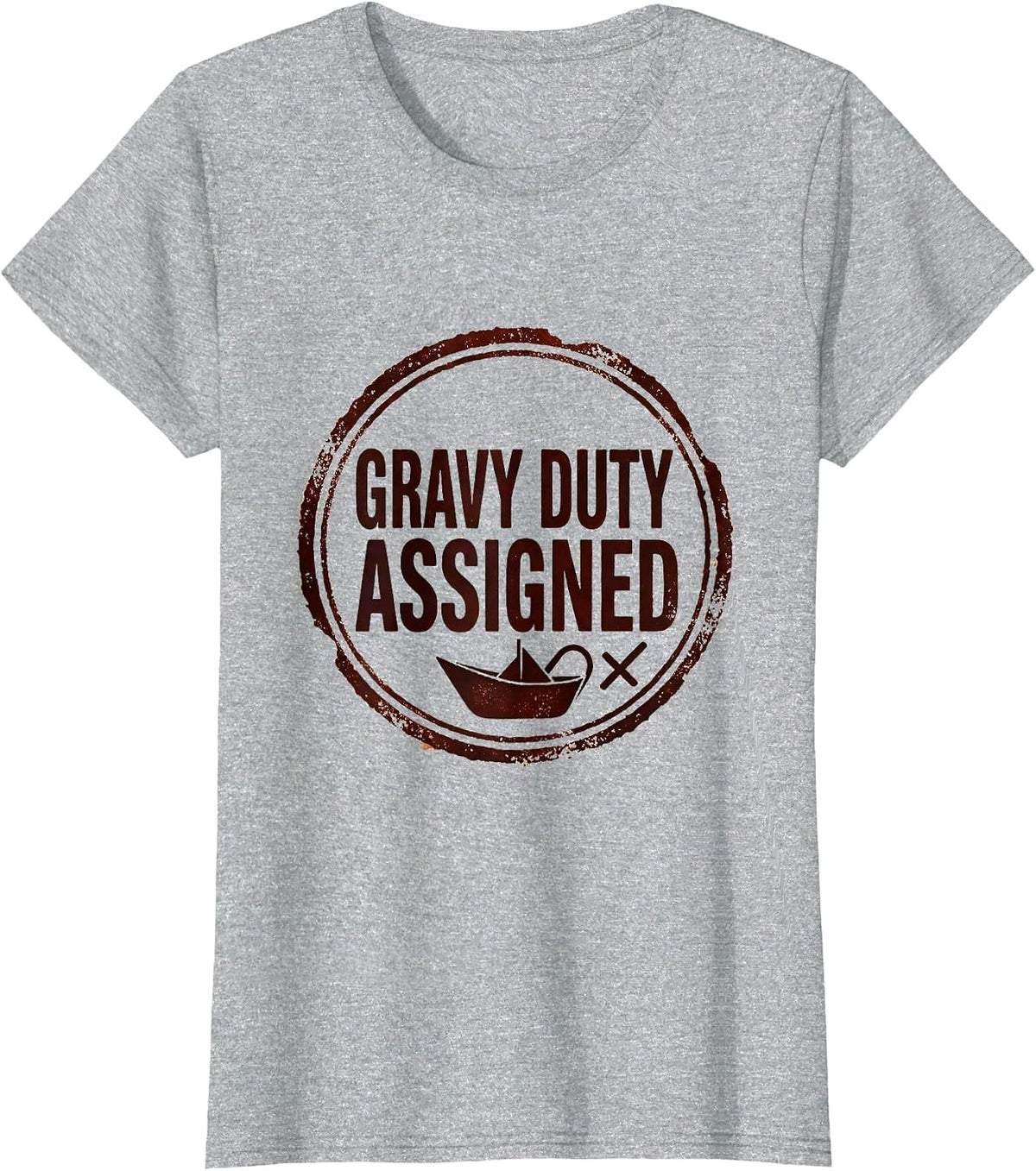 Women's Gravy Duty Assigned Funny Thanksgiving Family Matching Group T-Shirt - Heather Grey
