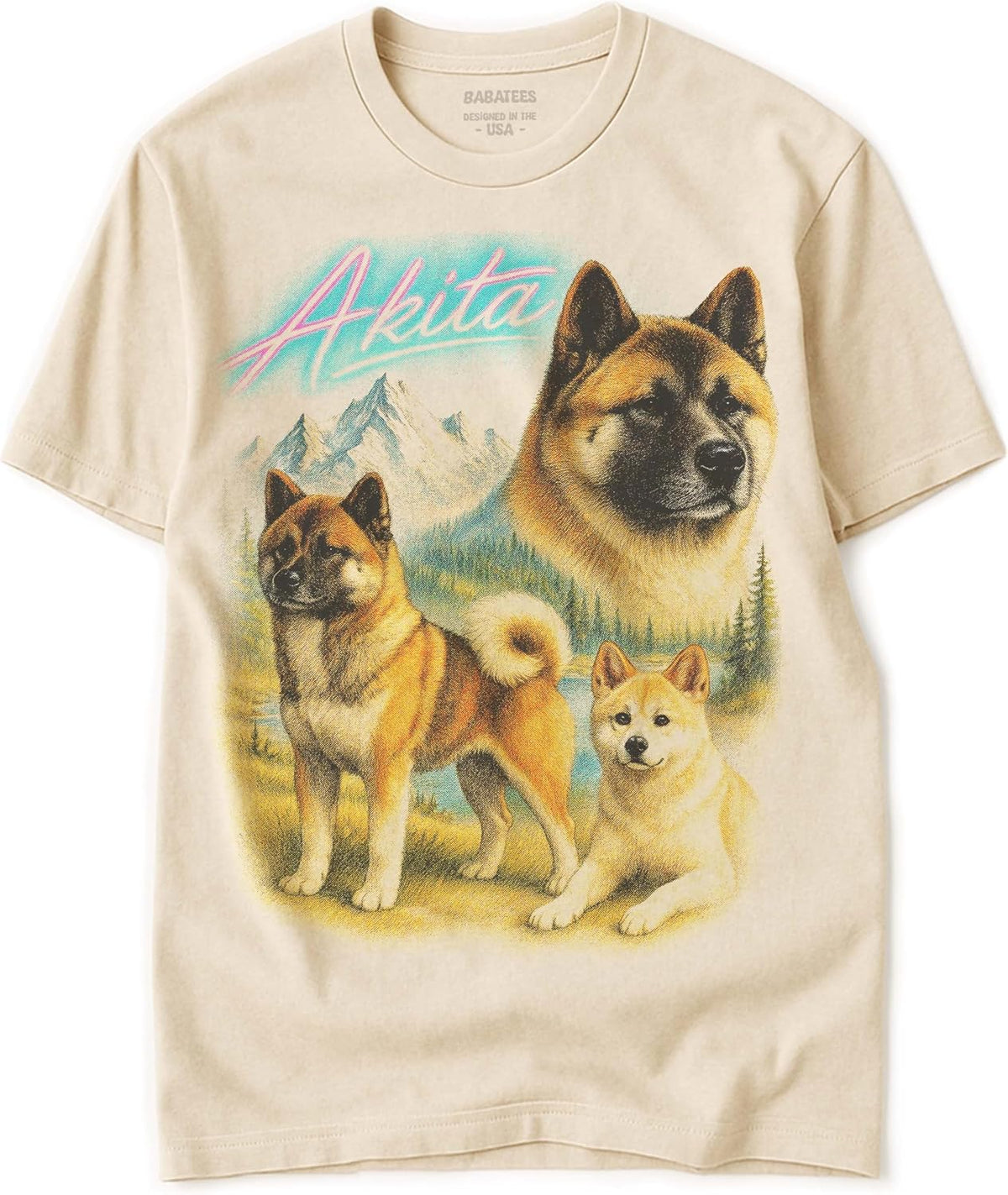 Vintage Tshirt for Dog Mom & Dad 100% Natural Undyed Cotton for Men & Women - Akita